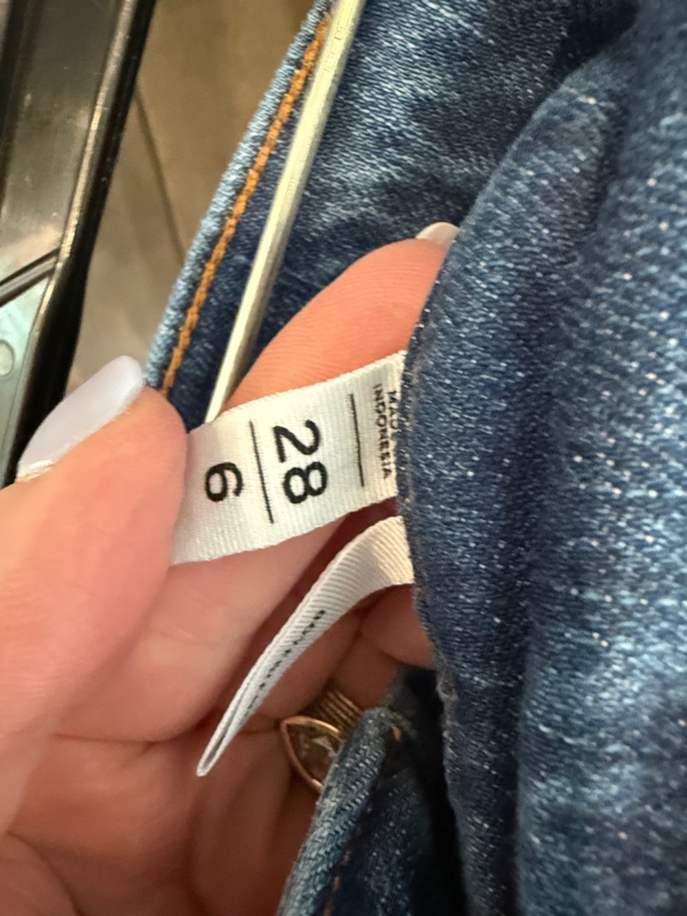 LOFT Blue Straight-Leg Jeans with Floral Embroidery - Picture 4 of 5